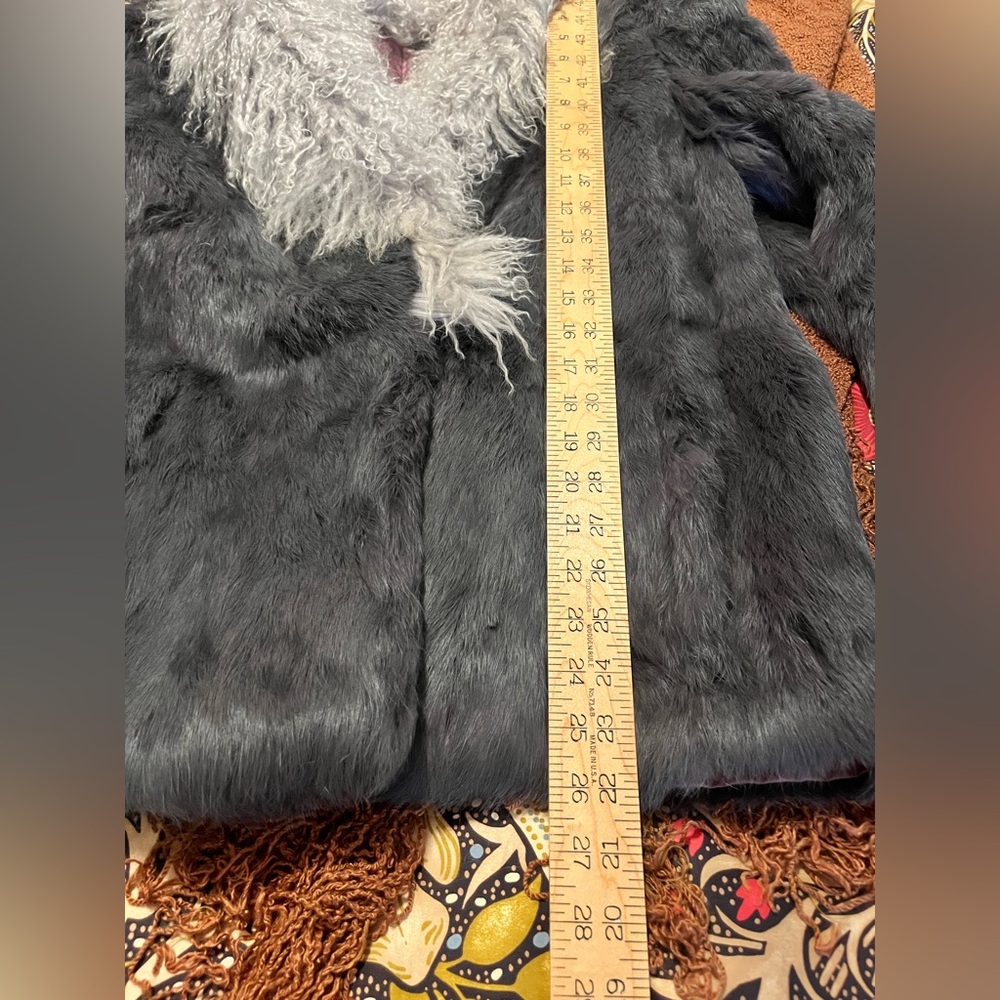 Vintage Exquisite Real Rabbit fur and Sheep Fur Jacket Gray Pockets - Picture 9 of 10